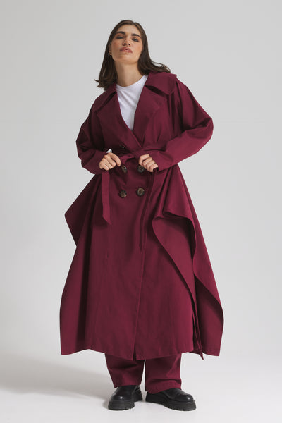 Burgundy Trench Coat