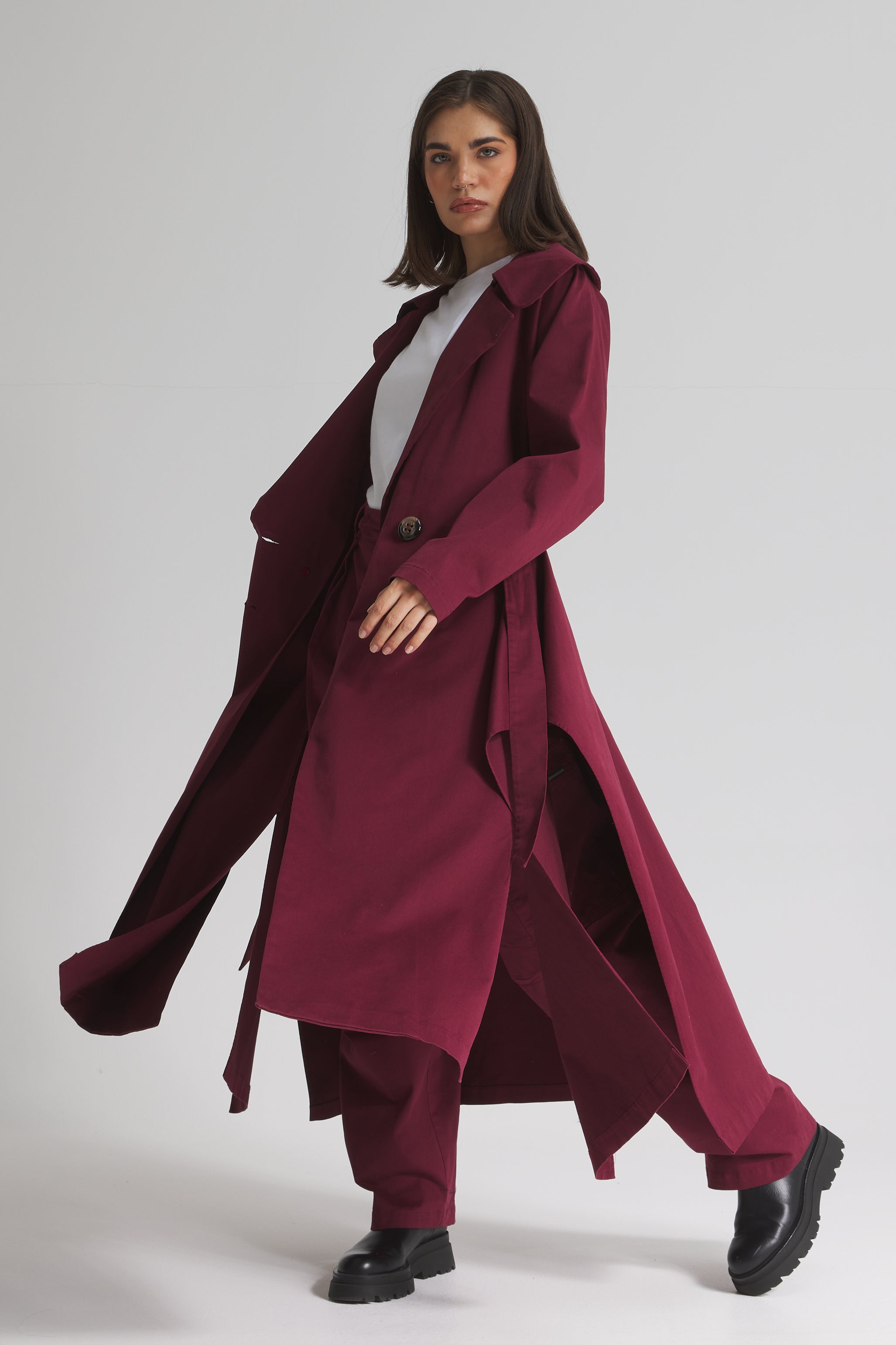 Burgundy Trench Coat