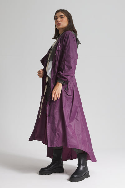 Waterproof Trench Coat In Purple