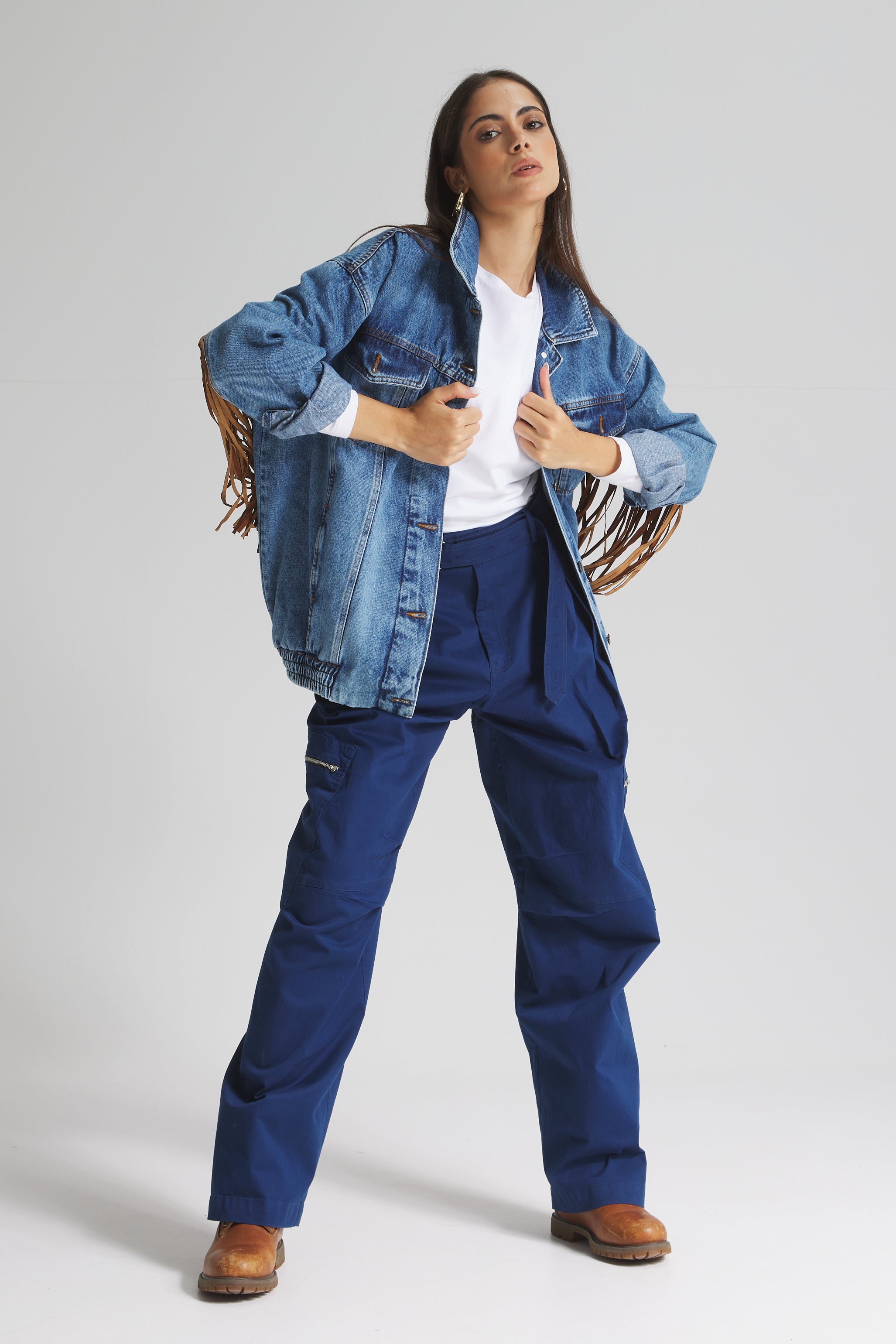 Back Fringes Oversize denim Jacket