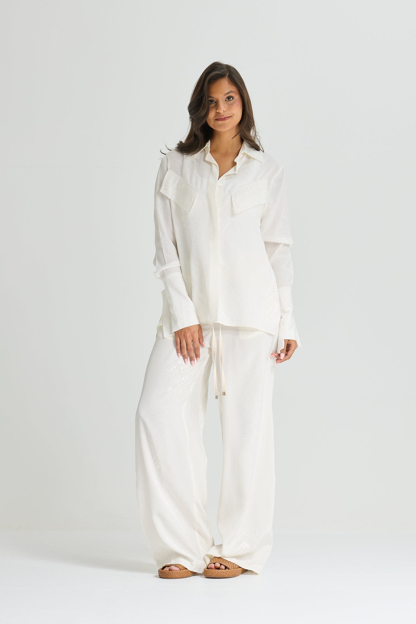 Big Cuff Silk Shirt In White