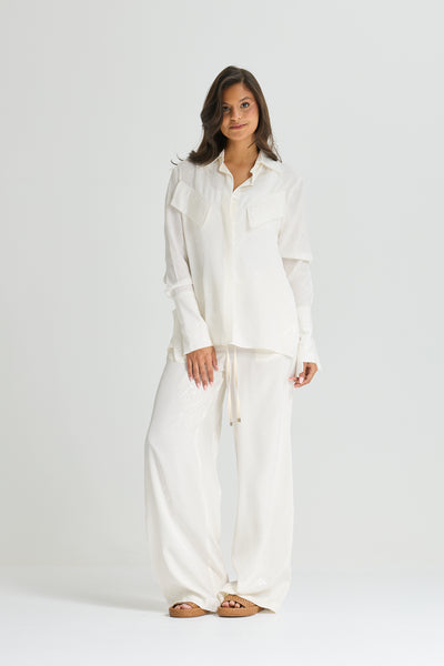 Big Cuff Silk Shirt In White