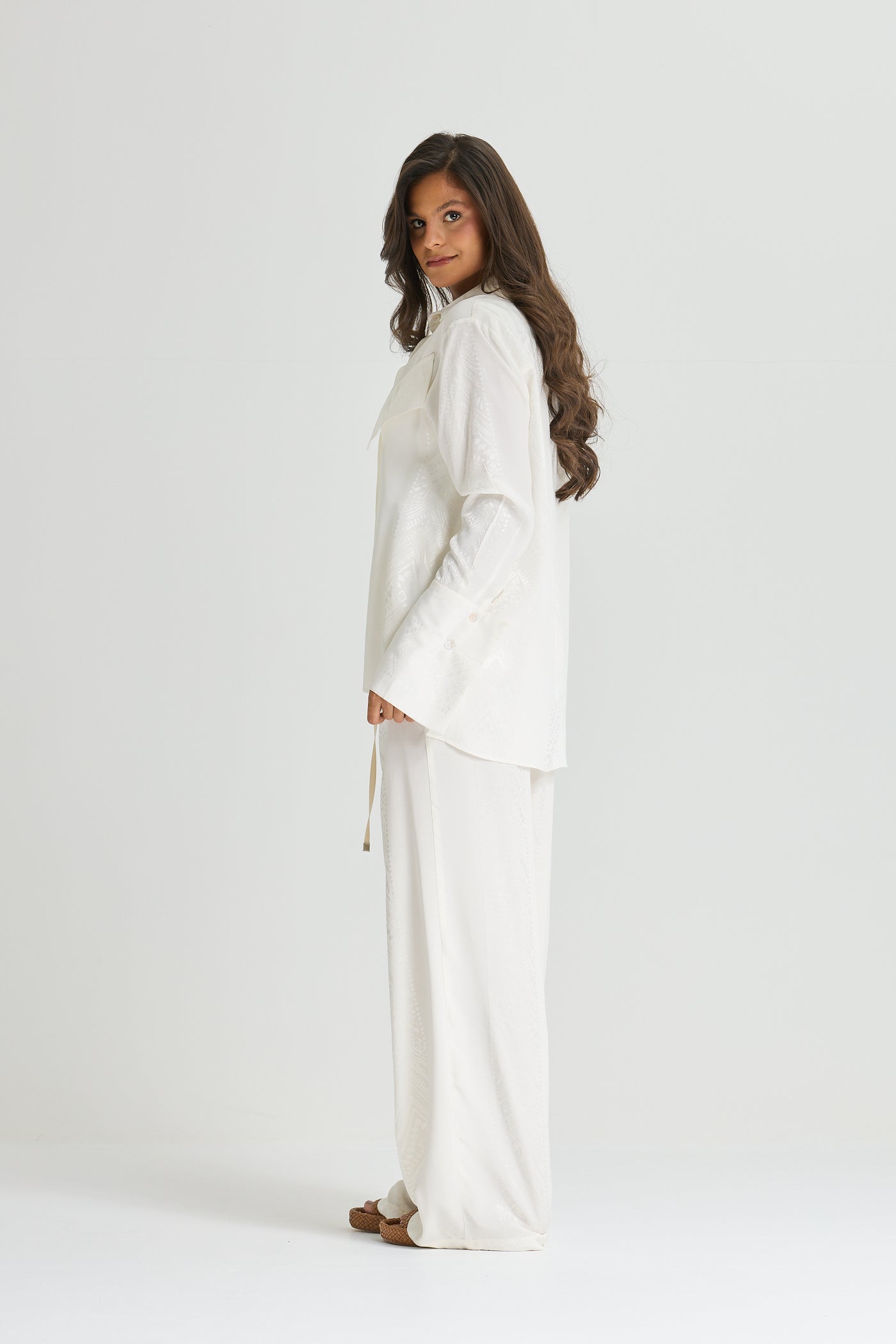 Big Cuff Silk Shirt In White