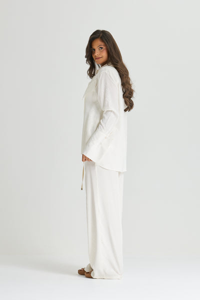 Big Cuff Silk Shirt In White