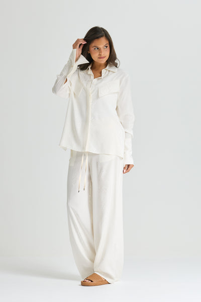 Big Cuff Silk Shirt In White