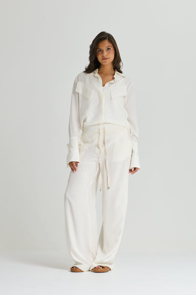 Big Cuff Silk Shirt In White