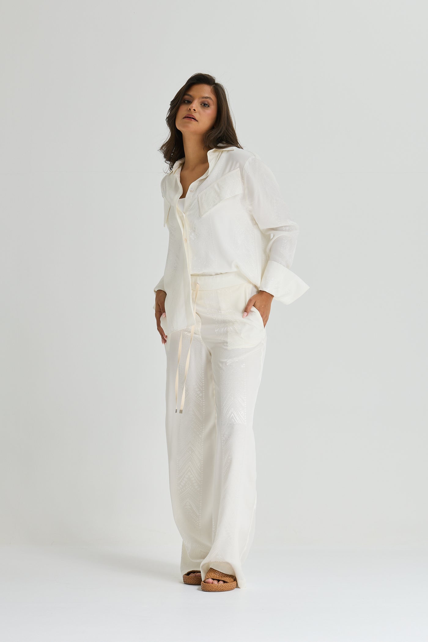 Big Cuff Silk Shirt In White
