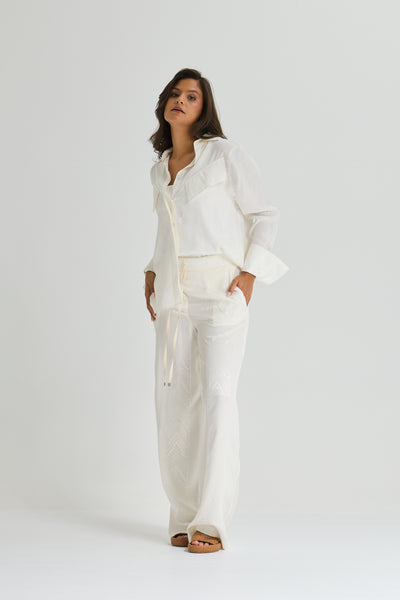 Big Cuff Silk Shirt In White