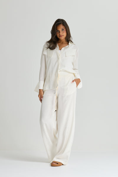 Big Cuff Silk Shirt In White