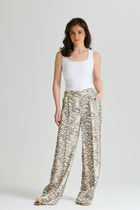 White Zebra Elastic Wide Leg Pants