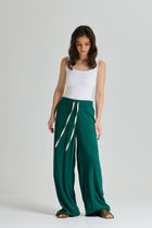 Silk Wide Leg Pants In Green