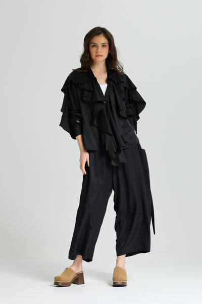Black Ruffle Top