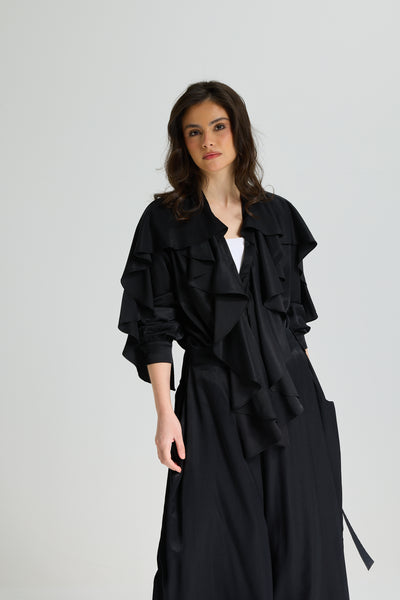 Black Ruffle Top