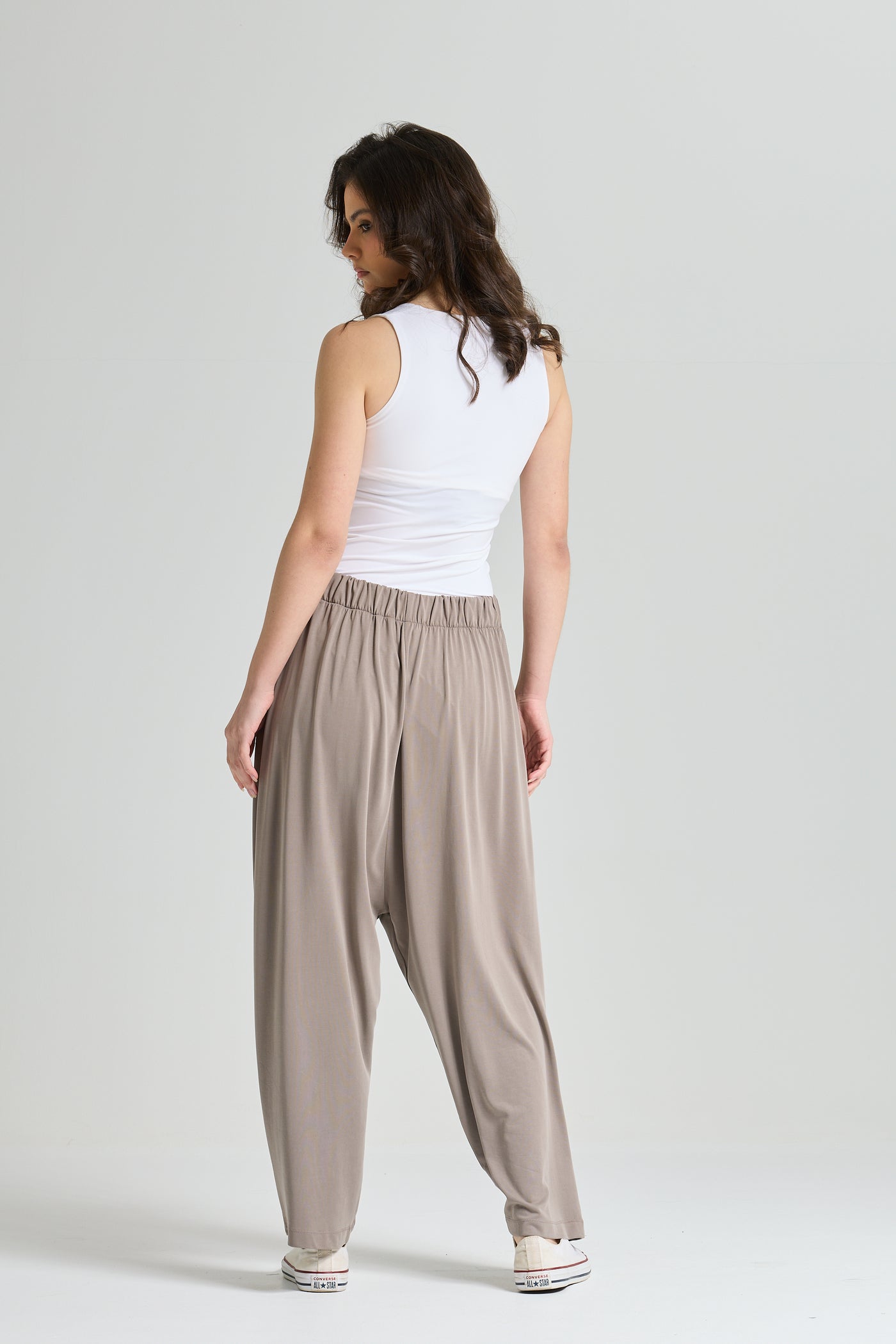 Flapped Lycra Pants In Grey