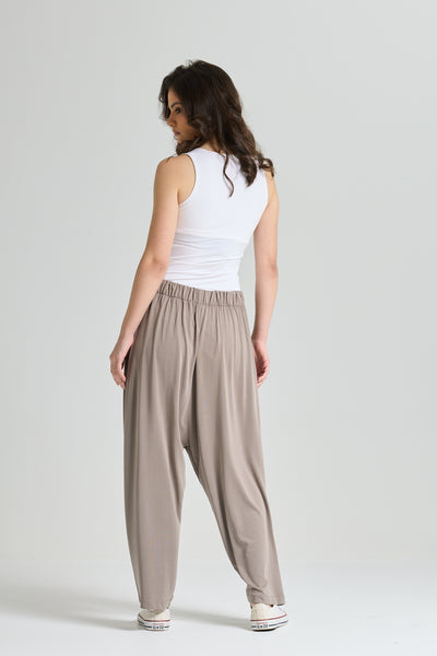 Flapped Lycra Pants In Grey