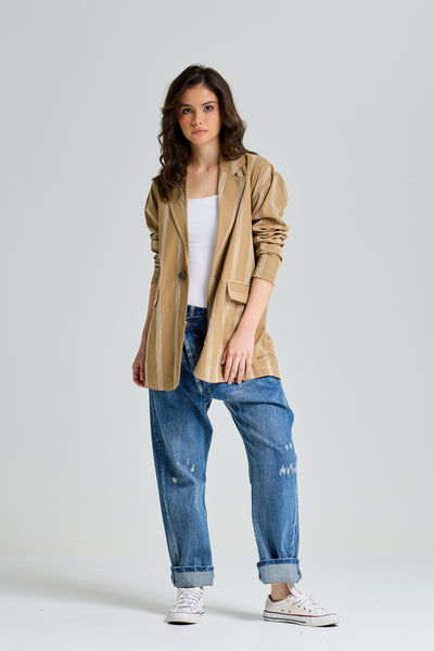 Striped Linen Oversize Blazer