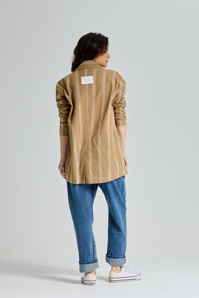 Striped Linen Oversize Blazer