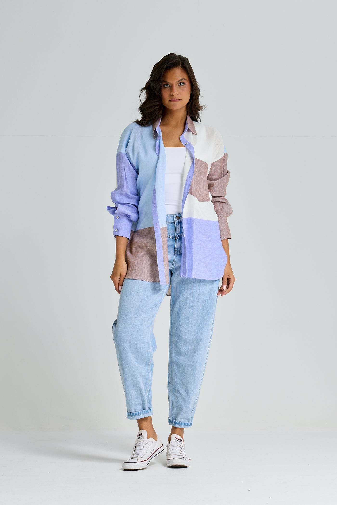 Patchwork Linen Multicolor Linen Shirt