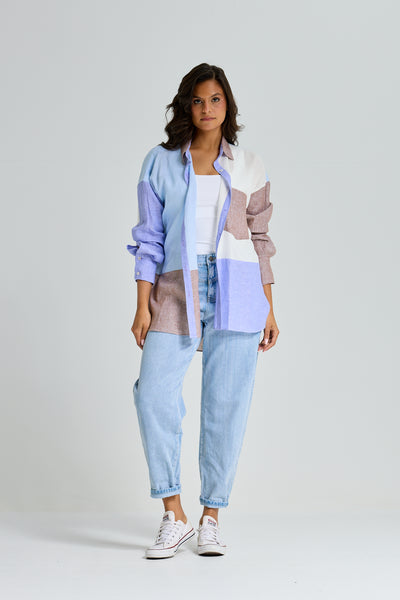 Patchwork Linen Multicolor Linen Shirt