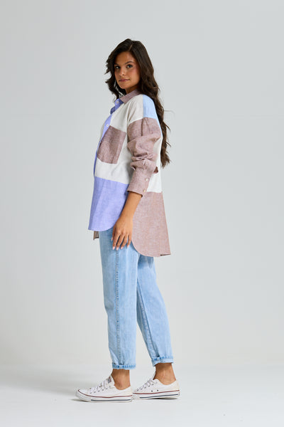 Patchwork Linen Multicolor Linen Shirt