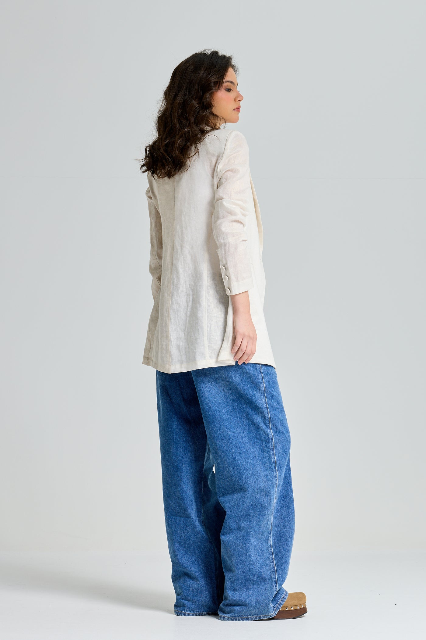 Two Colors Linen Blazer