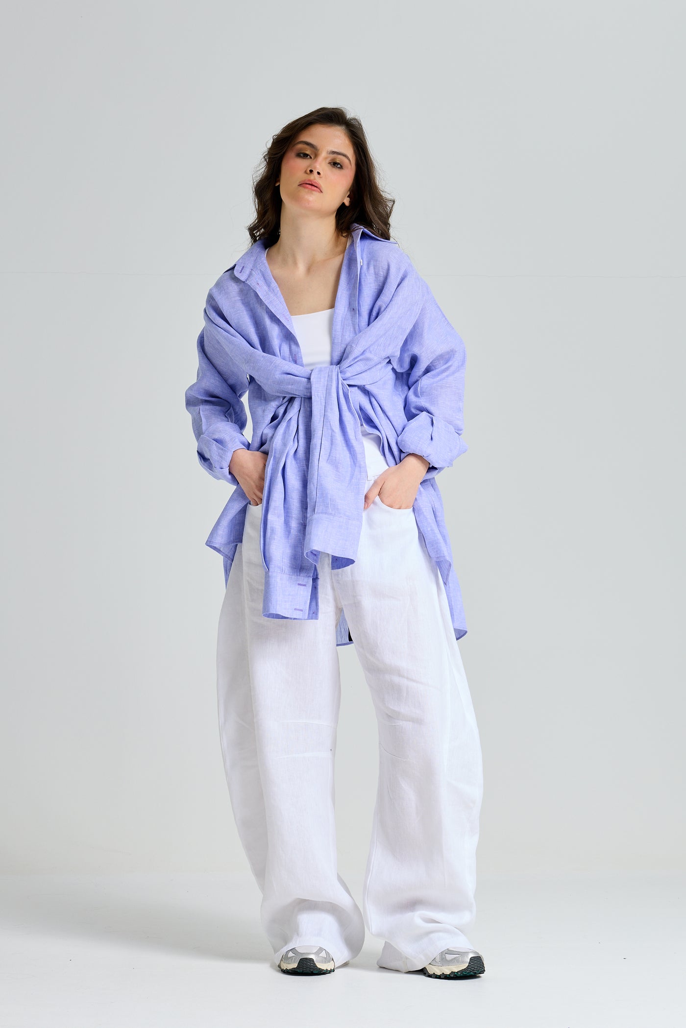 Extra Sleeves Purple Linen Shirt