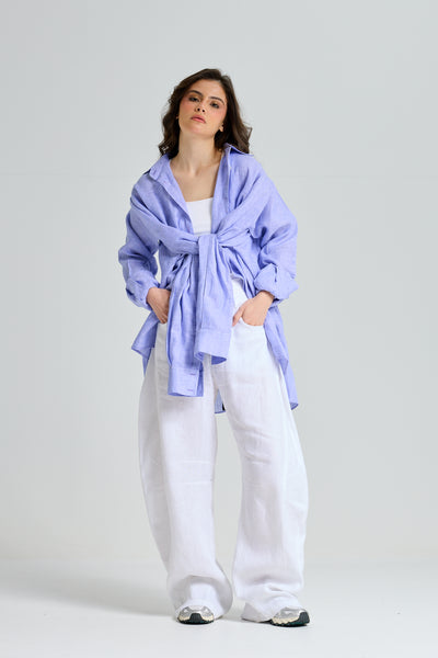 Extra Sleeves Purple Linen Shirt