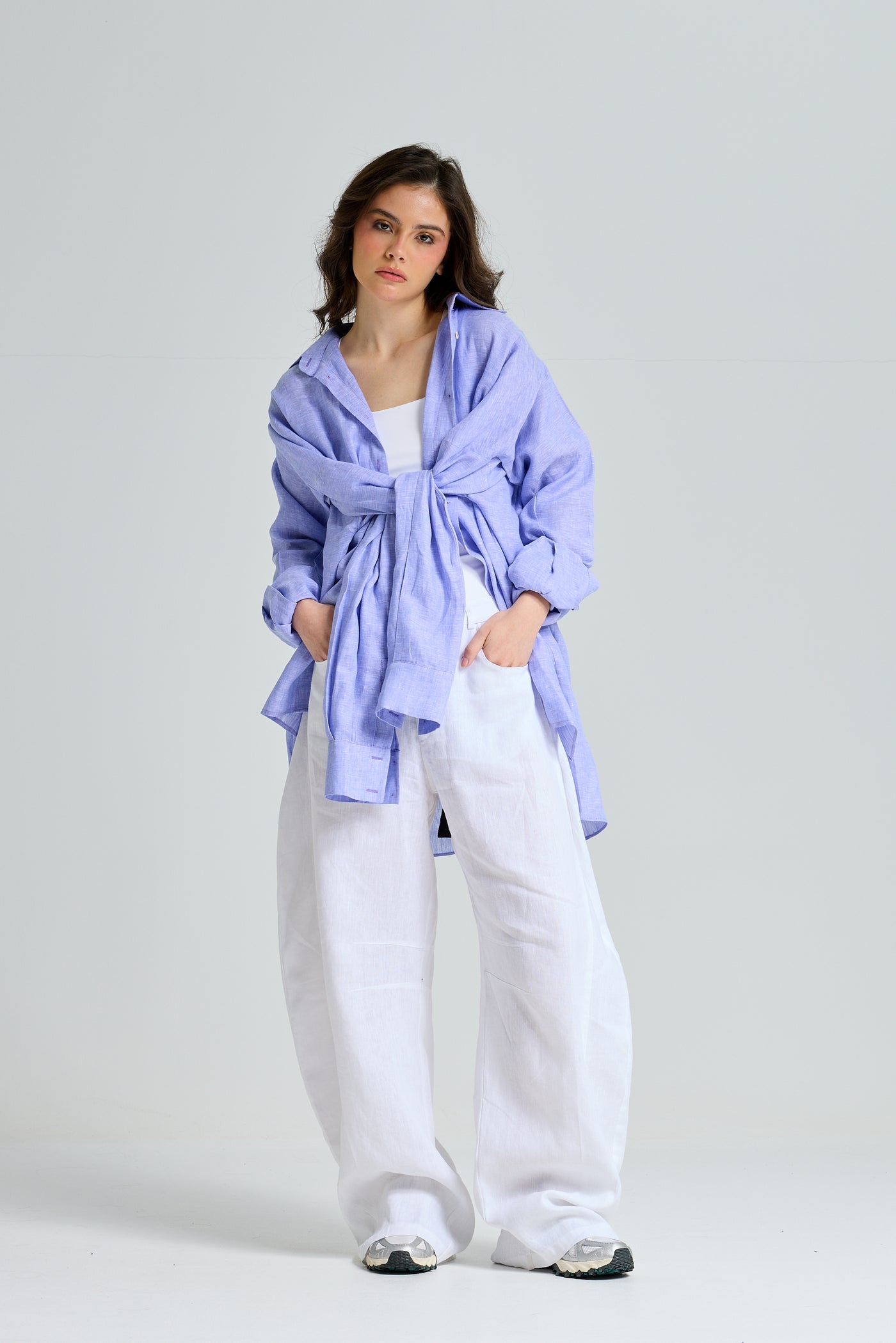 Extra Sleeves Purple Linen Shirt