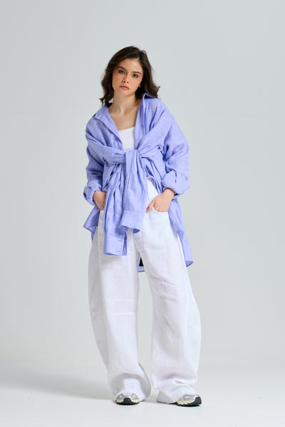 Extra Sleeves Purple Linen Shirt