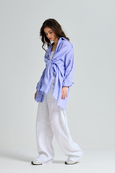 Extra Sleeves Purple Linen Shirt