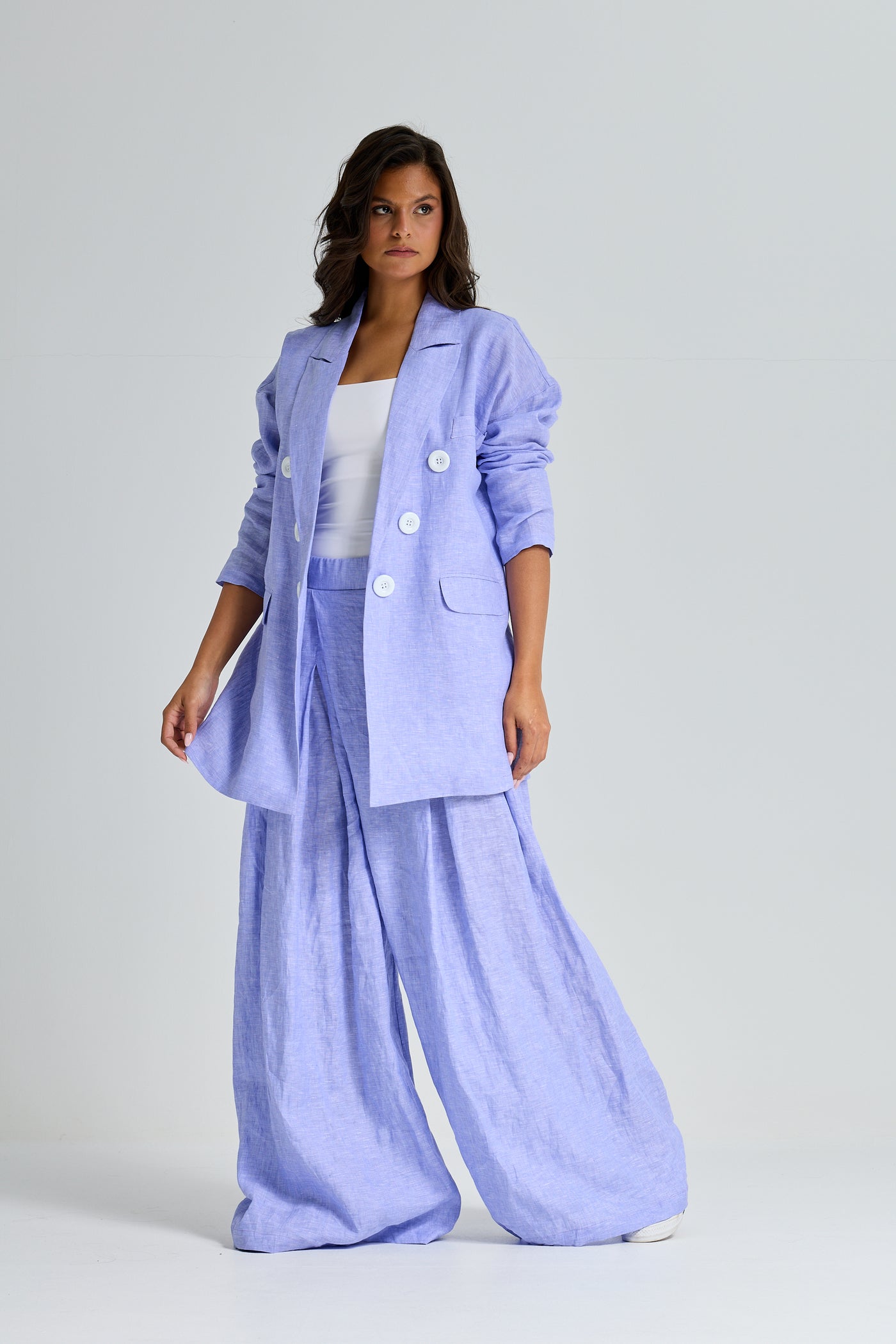 Oversize Purple Linen Blazer