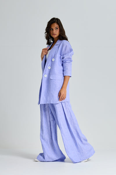 Oversize Purple Linen Blazer