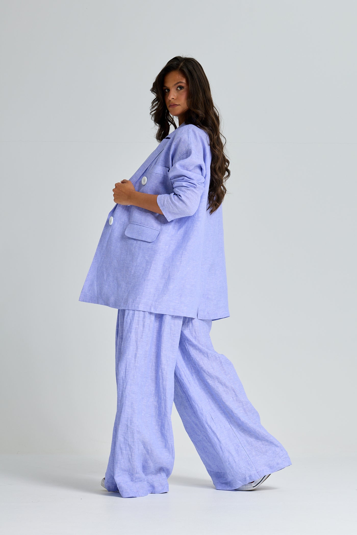 Oversize Purple Linen Blazer