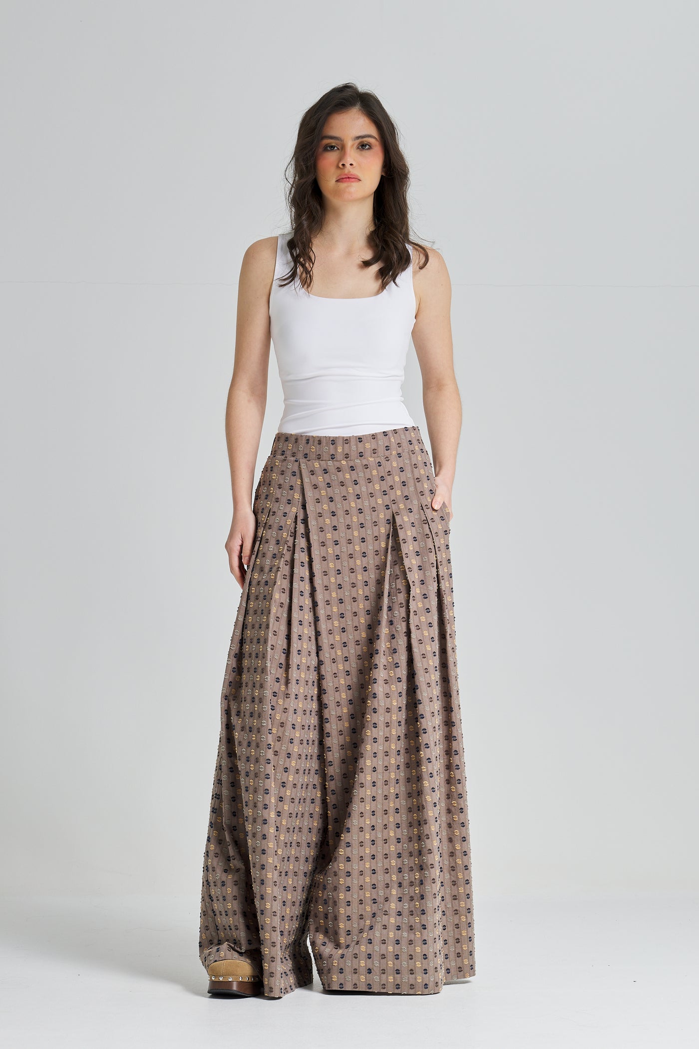 Dotted Extra Wide Leg Cross Over