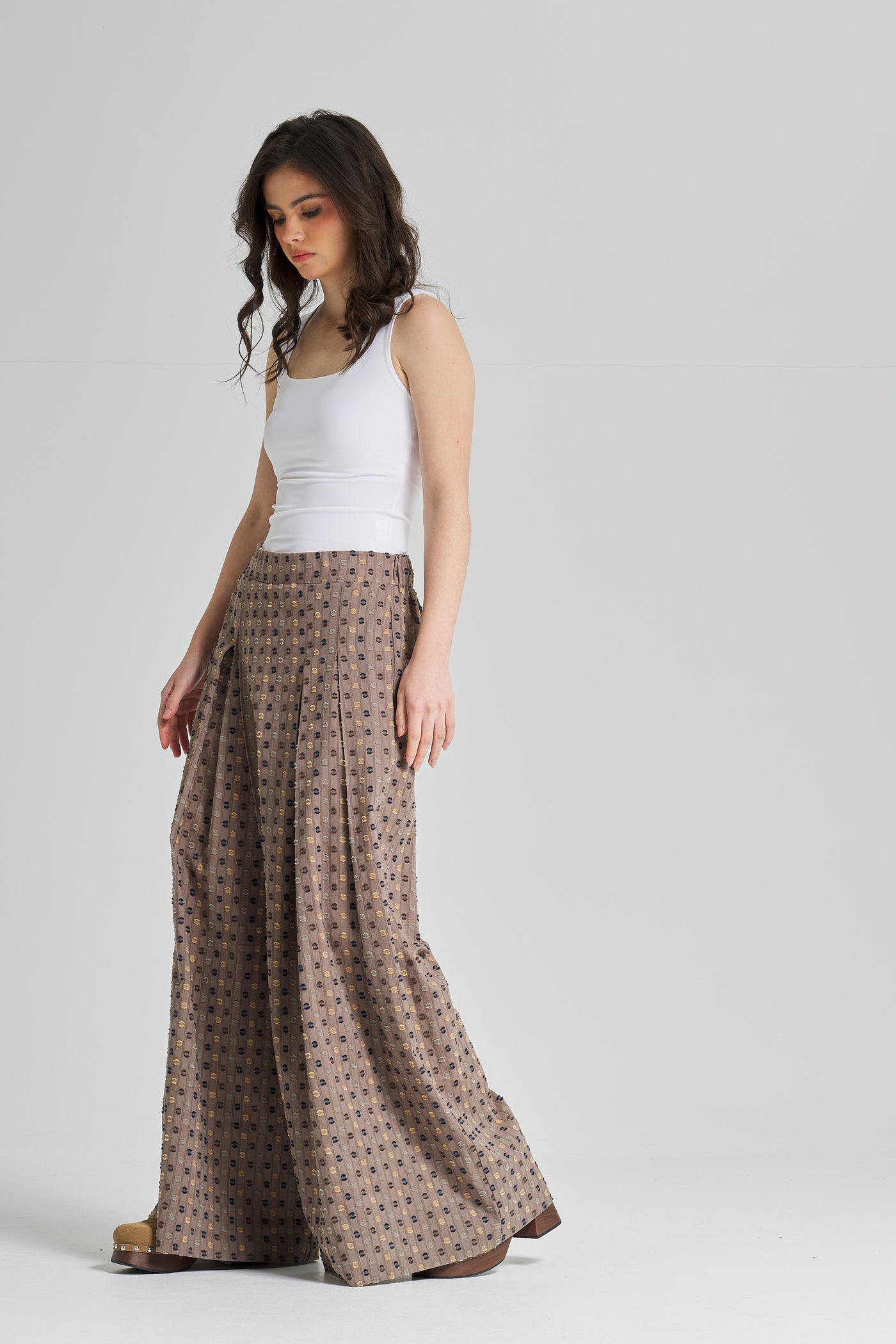 Dotted Extra Wide Leg Cross Over