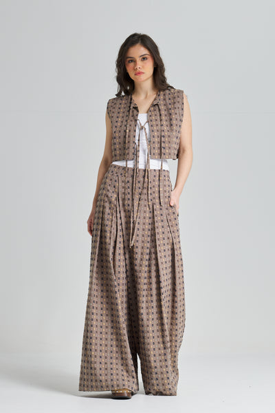 Dotted linen Cropped vest