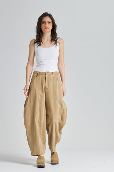 Striped Linen Balloon Pants