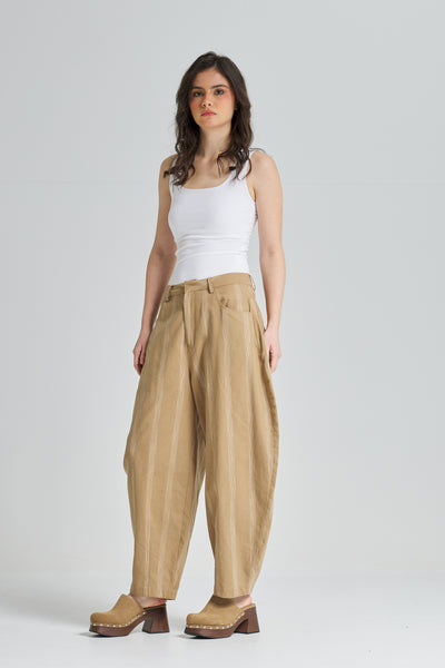 Striped Linen Balloon Pants