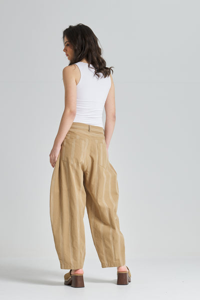 Striped Linen Balloon Pants