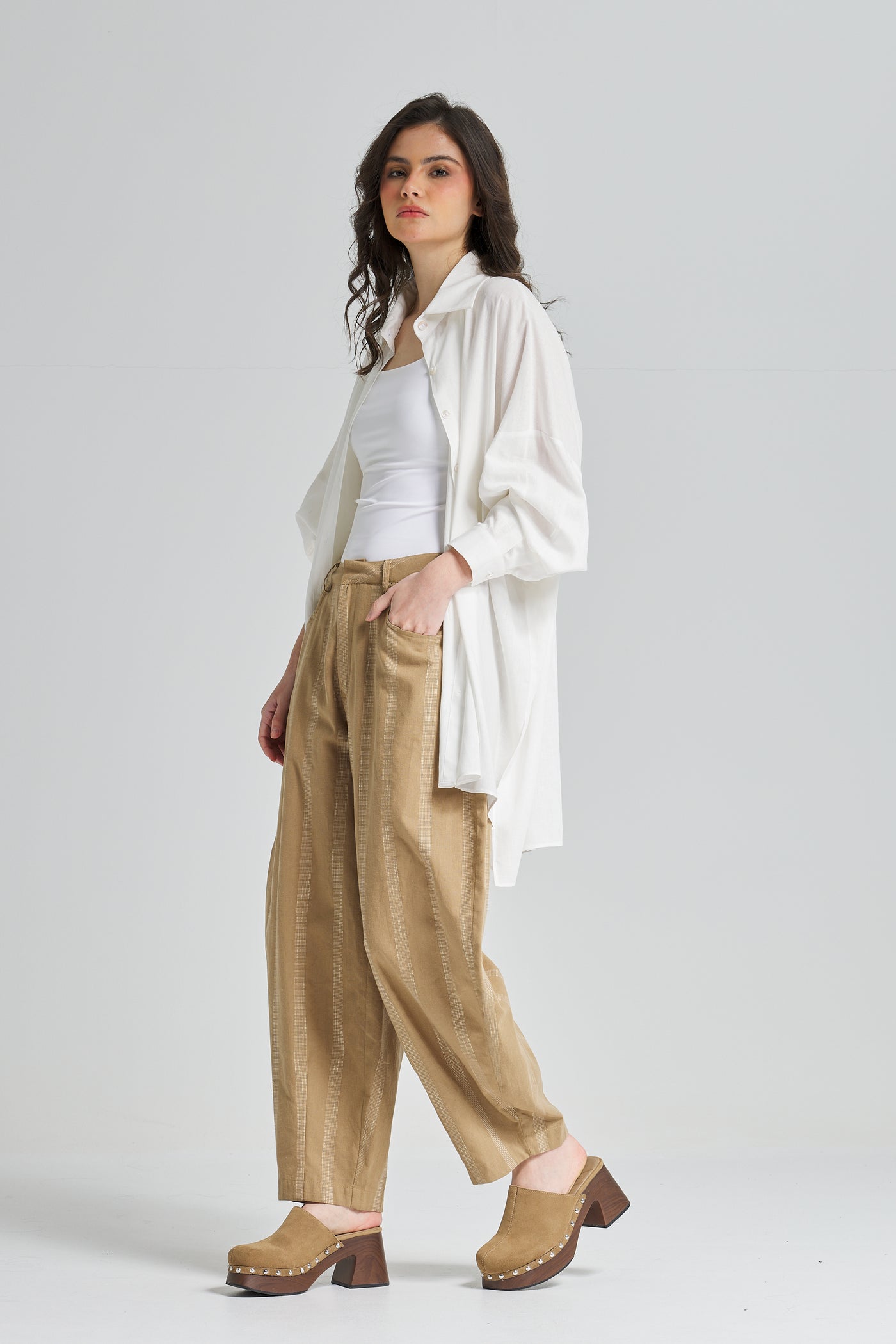 Oversize Boyfriend Linen Shirt In Off White