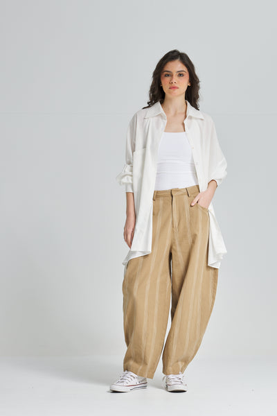 Oversize Boyfriend Linen Shirt In Off White