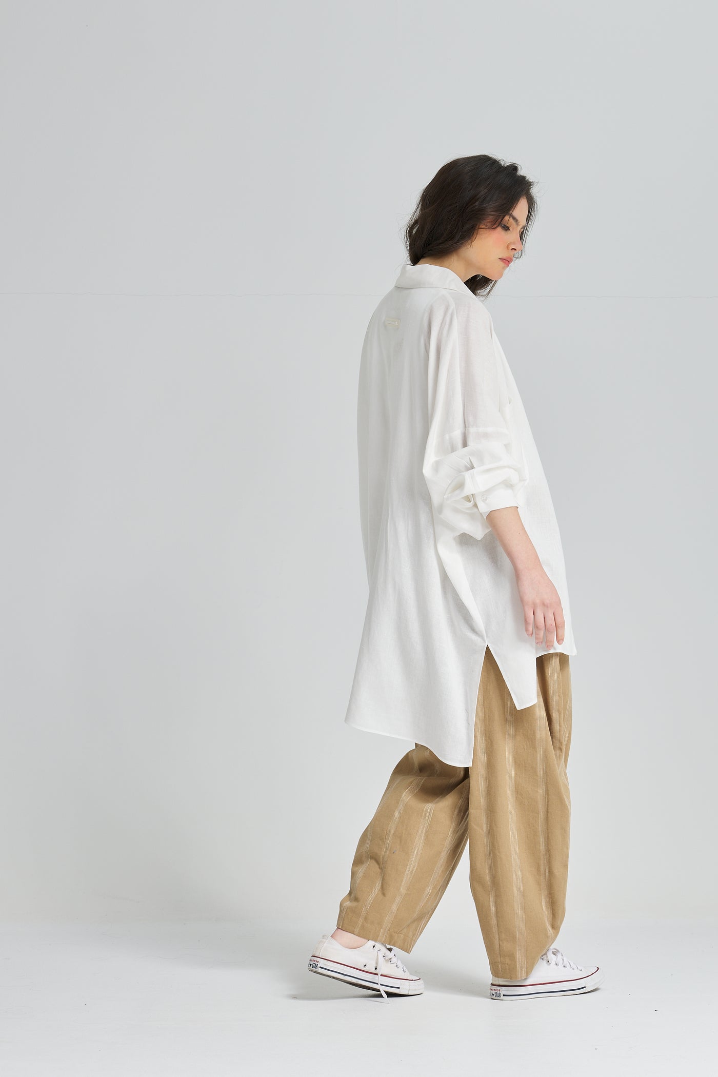 Oversize Boyfriend Linen Shirt In Off White