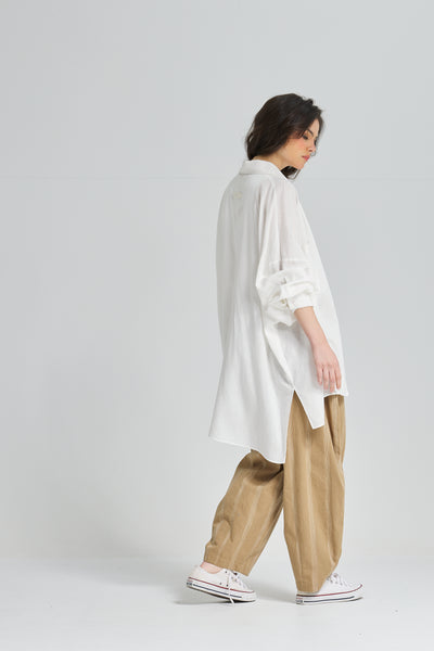 Oversize Boyfriend Linen Shirt In Off White