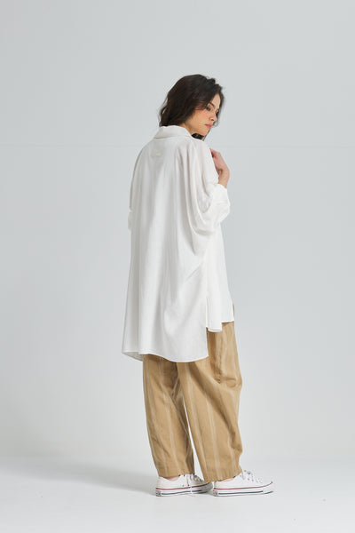 Oversize Boyfriend Linen Shirt In Off White