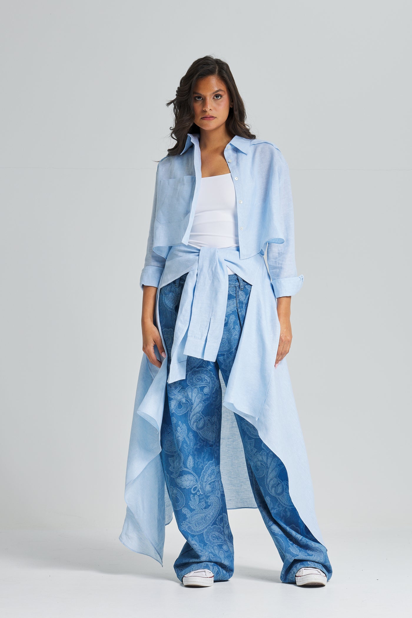 Wrap Around Maxi Linen Shirt