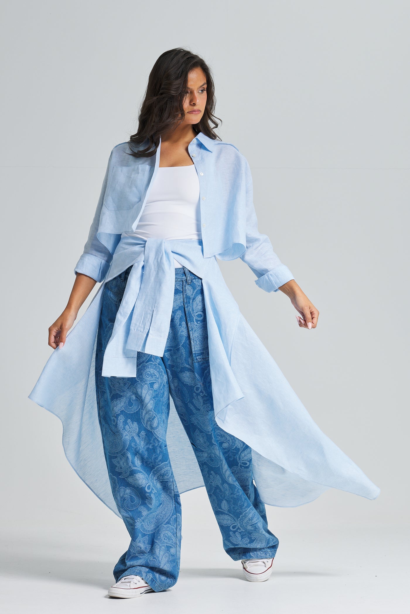 Wrap Around Maxi Linen Shirt