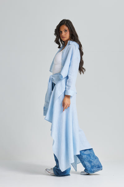 Wrap Around Maxi Linen Shirt