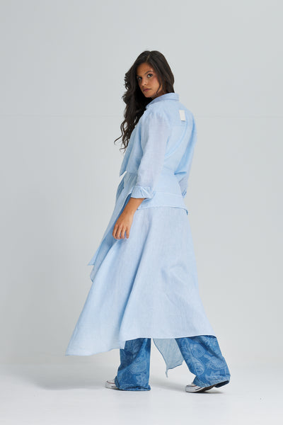 Wrap Around Maxi Linen Shirt