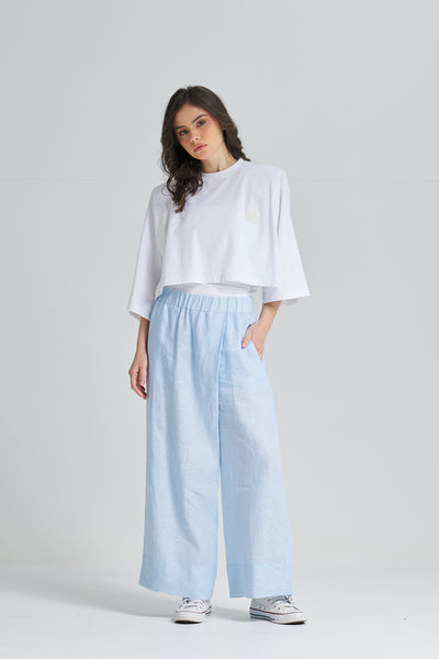 Cropped Bold Shoulders T-Shirt In White
