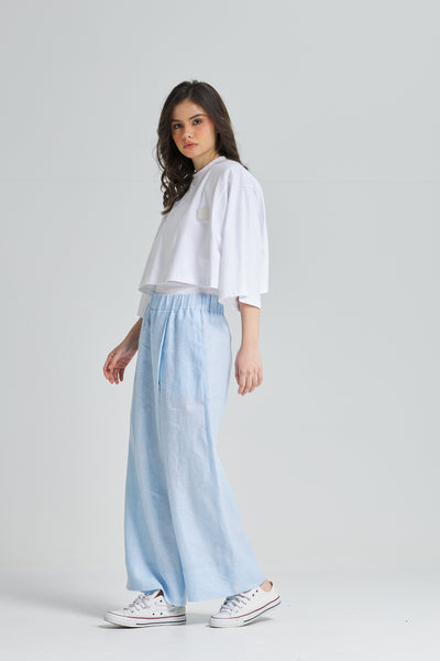 Cropped Bold Shoulders T-Shirt In White